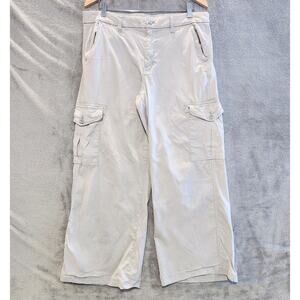 American Eagle Womens Khaki Mid Rise Baggy Wide Leg Cargo Pants Size 14 Y2K